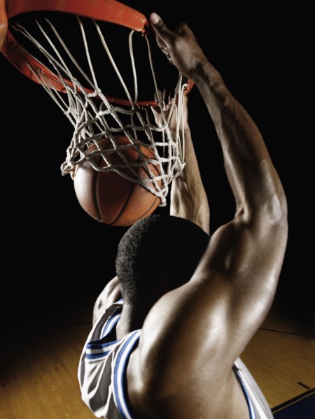 African basketball player scoring