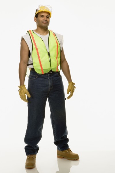 Studio shot of man in construction gear