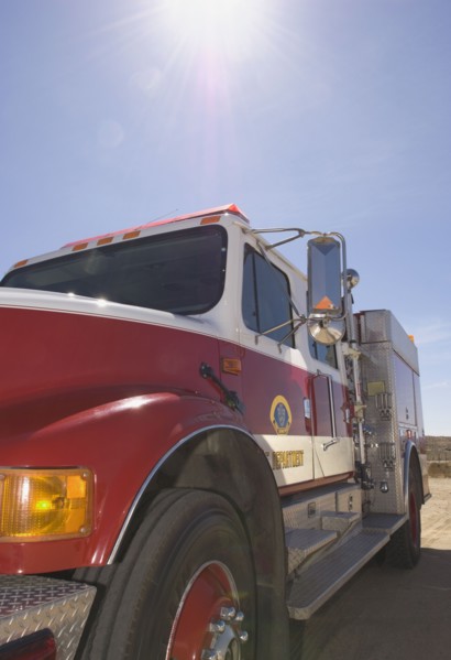 Fire truck in sunlight