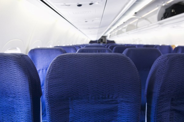Empty airplane cabin
