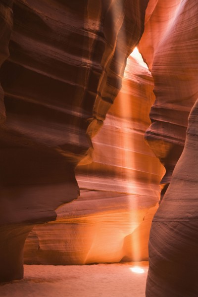 Light streaming through rock formations