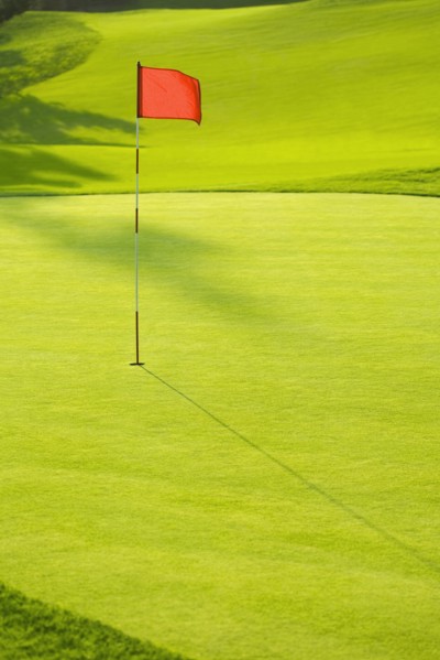 Flag in hole on golf course