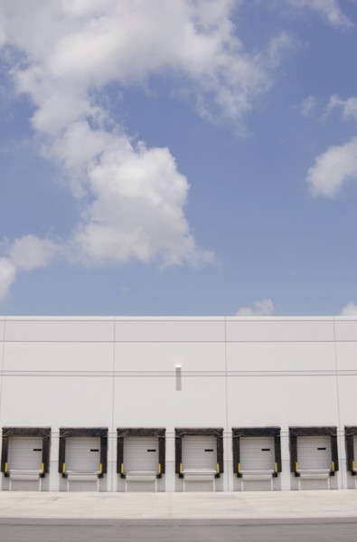 Loading docks under blue sky