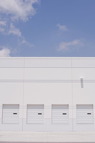 Loading docks under blue sky