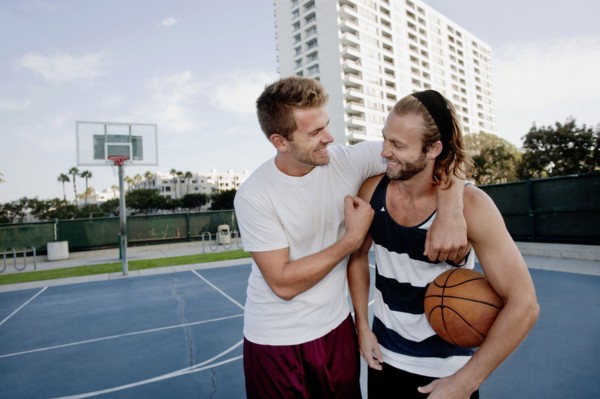Caucasian man on basketball court