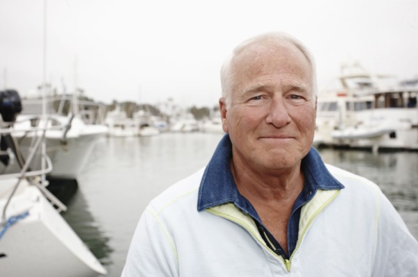 Serious man in marina