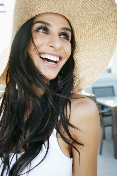 Middle Eastern woman smiling
