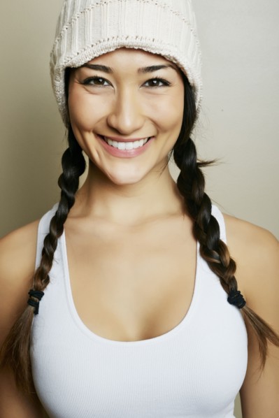 Mixed race woman smiling