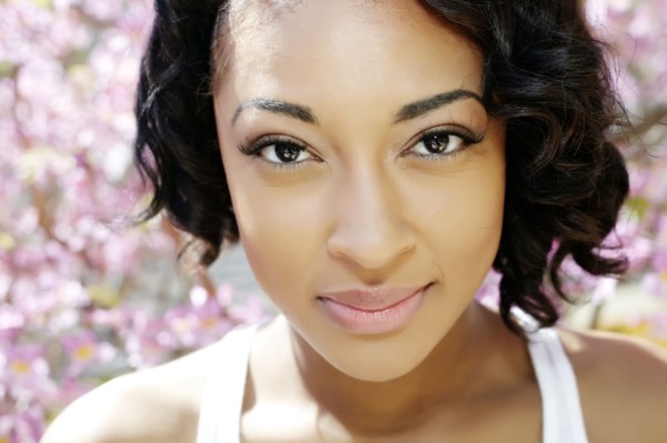 Close up of African American woman's face