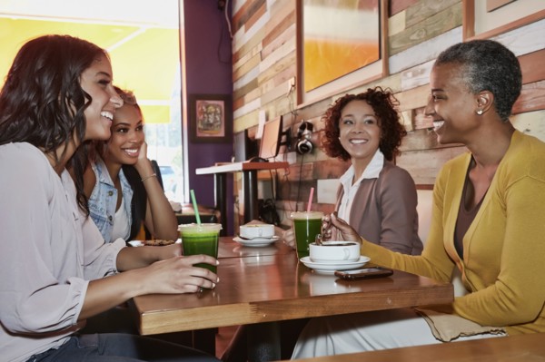 Women talking in cafe