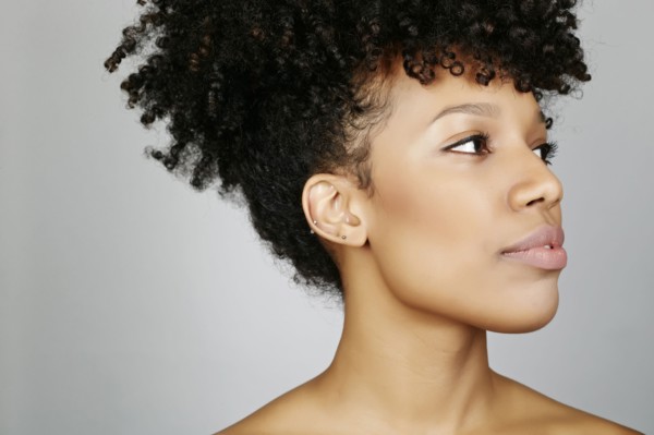 Close up of face of mixed race woman