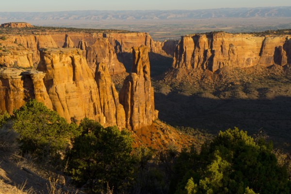 Rock formations in desert valley