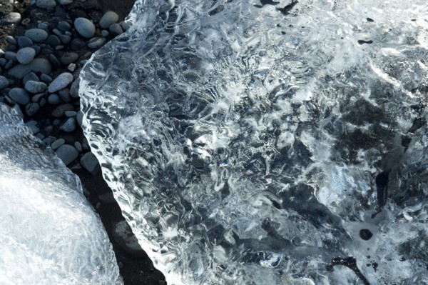 Glaciers melting on arctic beach