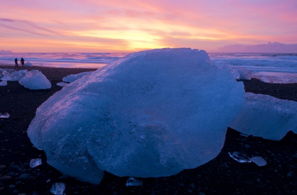 Glaciers melting on arctic beach