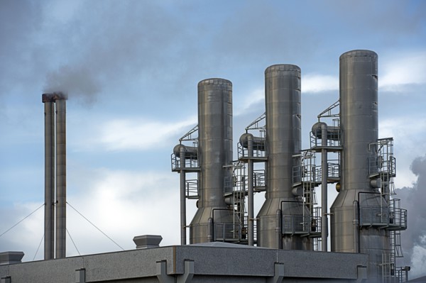Power plant smoke stacks
