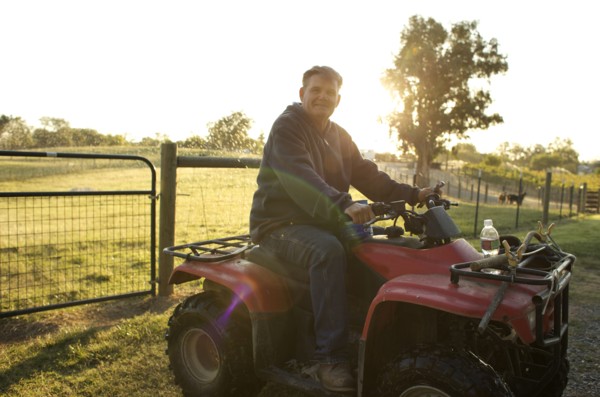 Caucasian man riding leisure vehicle