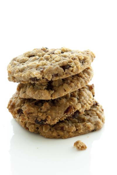 Close up of stack of oatmeal cookies