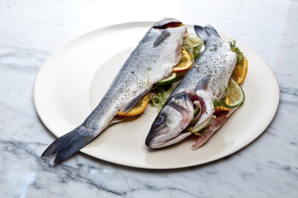 Stuffed fish on plate