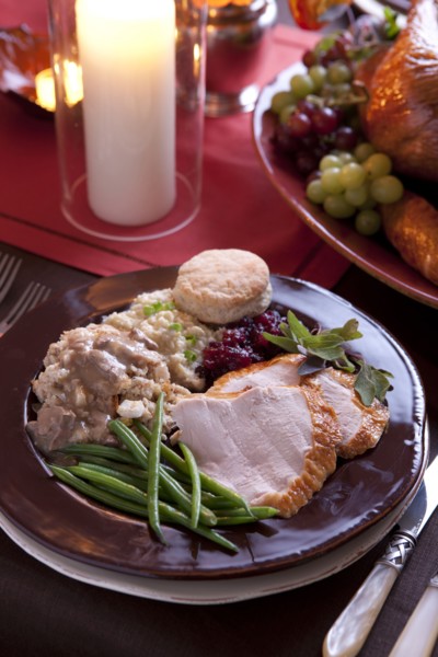 Thanksgiving dinner on plate