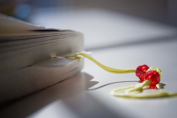 Close up of beaded bookmark