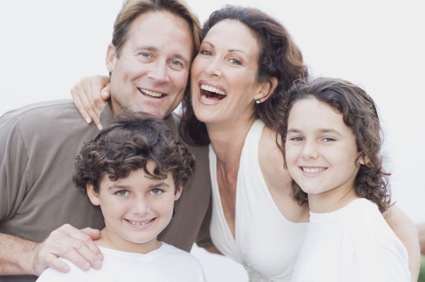 Happy family posing for portrait
