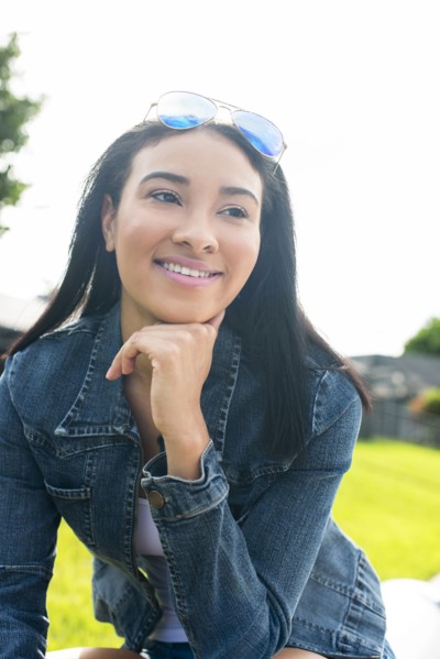 Close up of Black woman smiling