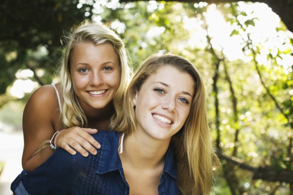 Smiling teenage girls