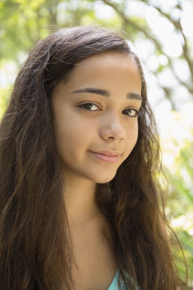 Mixed race girl smiling