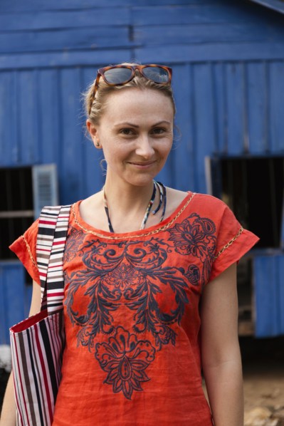 Caucasian woman smiling outdoors