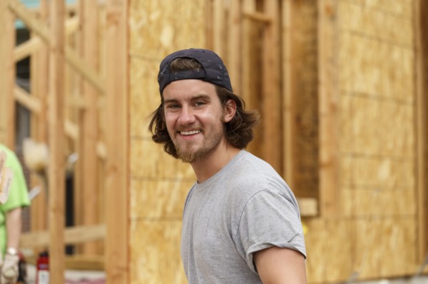 Portrait of smile Caucasian man at construction site