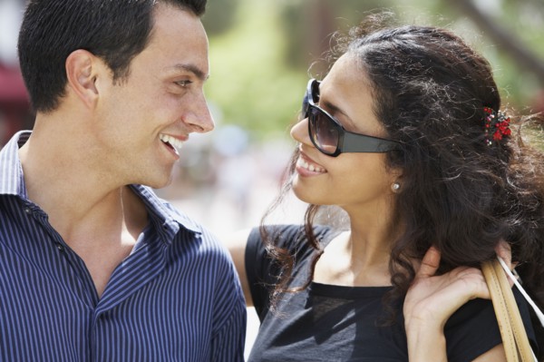 Couple smiling at each other