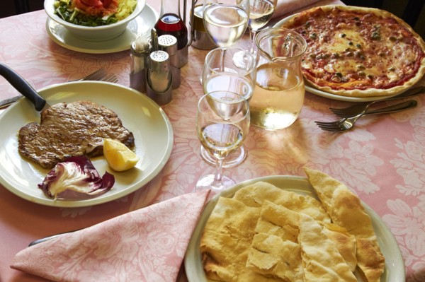 Food on restaurant table
