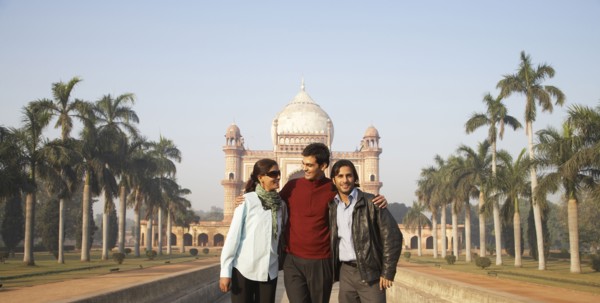 Indian family walking by Safdarjang's Tomb