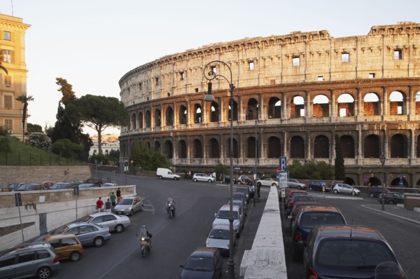 Colosseum overlooking parking lot
