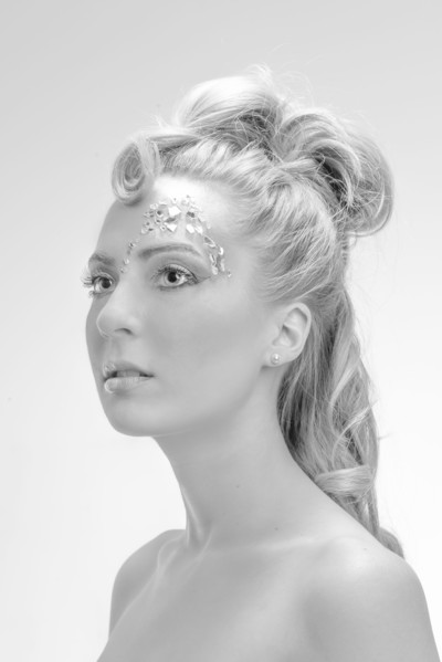Close up of glamorous Caucasian woman looking up