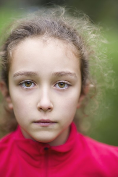 Close up of serious Caucasian girl