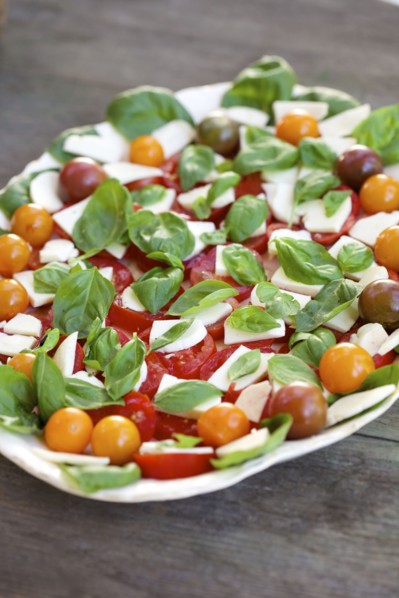 Close up of fresh tomato and cheese salad
