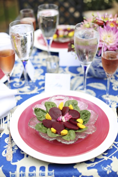 Fresh salad on backyard table