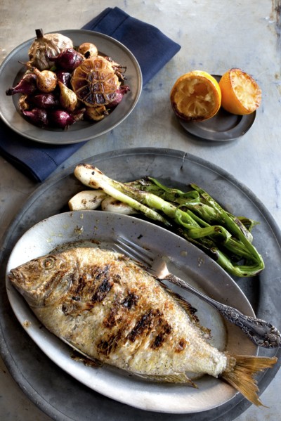 Plates of grilled fish