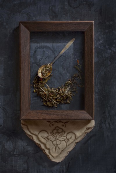 Herbs and spoon in picture frame