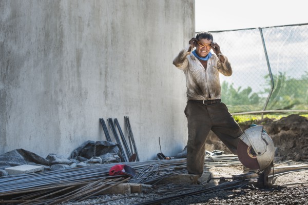 Hispanic construction worker at construction site