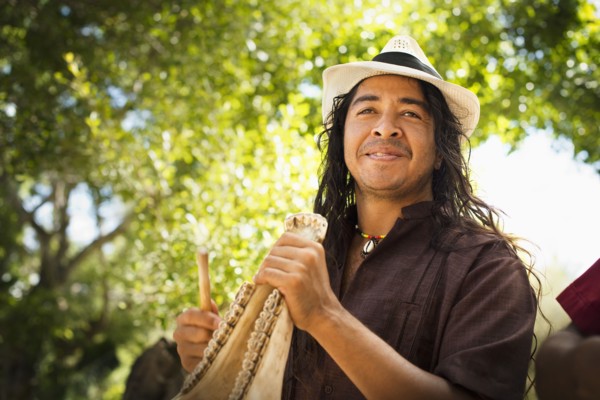 Musician performing in park
