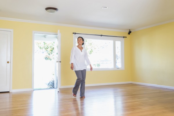 Woman admiring new home