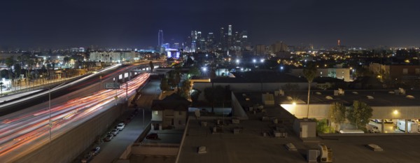 City and highway at night