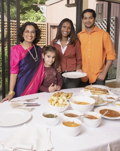 Indian family at dinner table