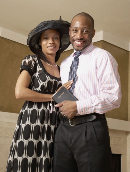 African couple dressed for church