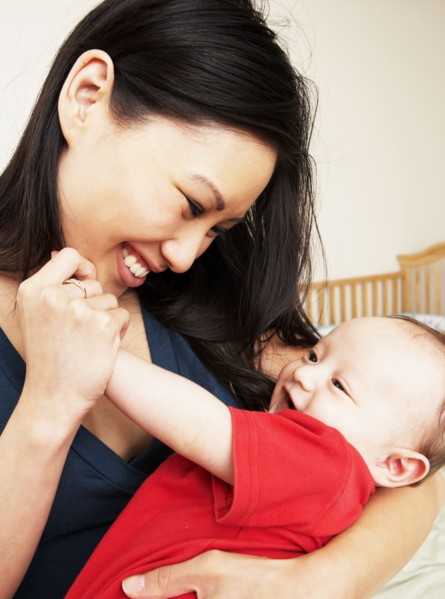 Mother holding baby