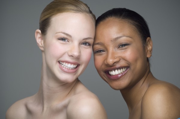 Multi-ethnic women with bare shoulders