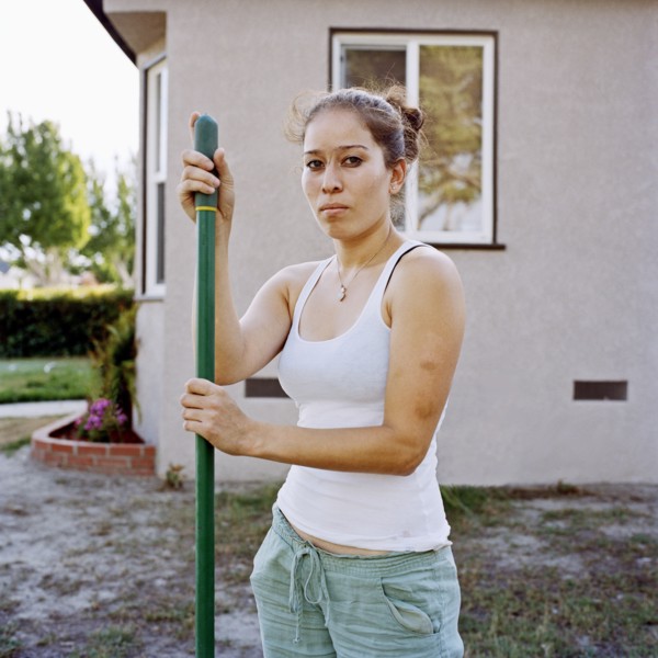 Woman working in yard