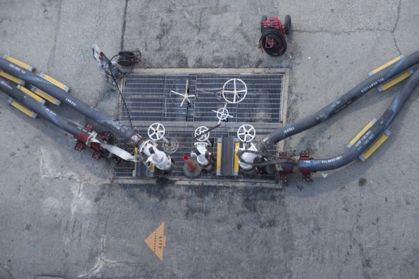 Close up of oil pumping valves